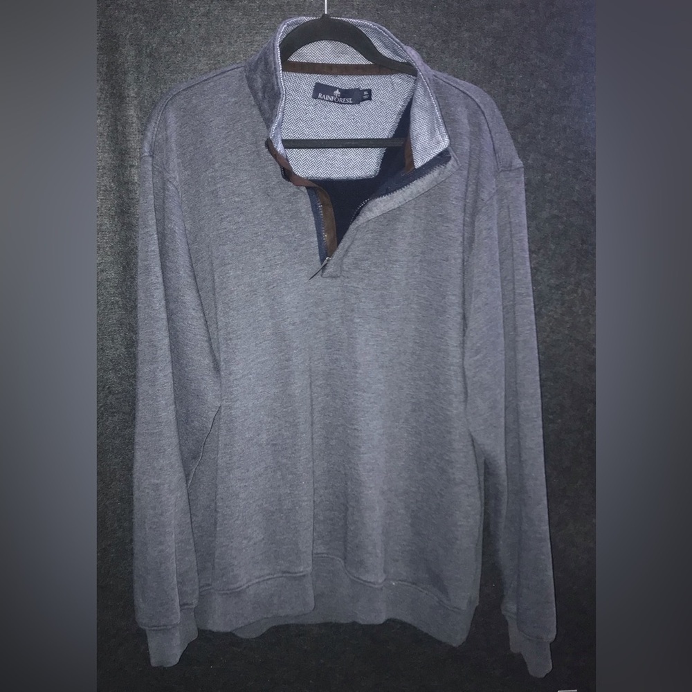 Rainforest 1/4 Quarter zip long sleeve Navy Heather Blue‎ Pullover sweater XL